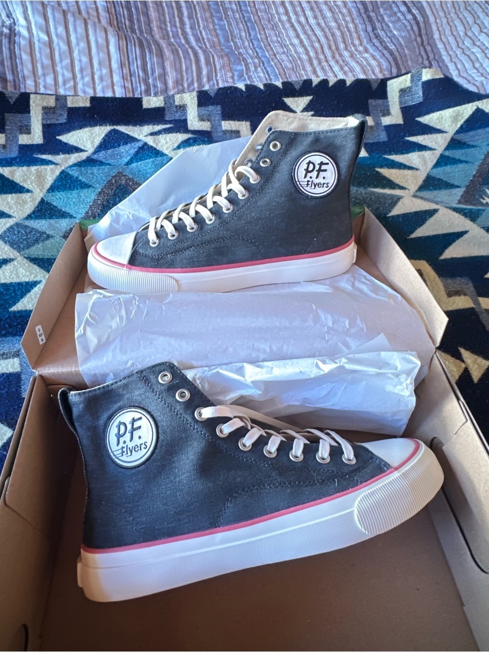 P.F. Flyers All-American Hi Sneakers in Denim and Pink
